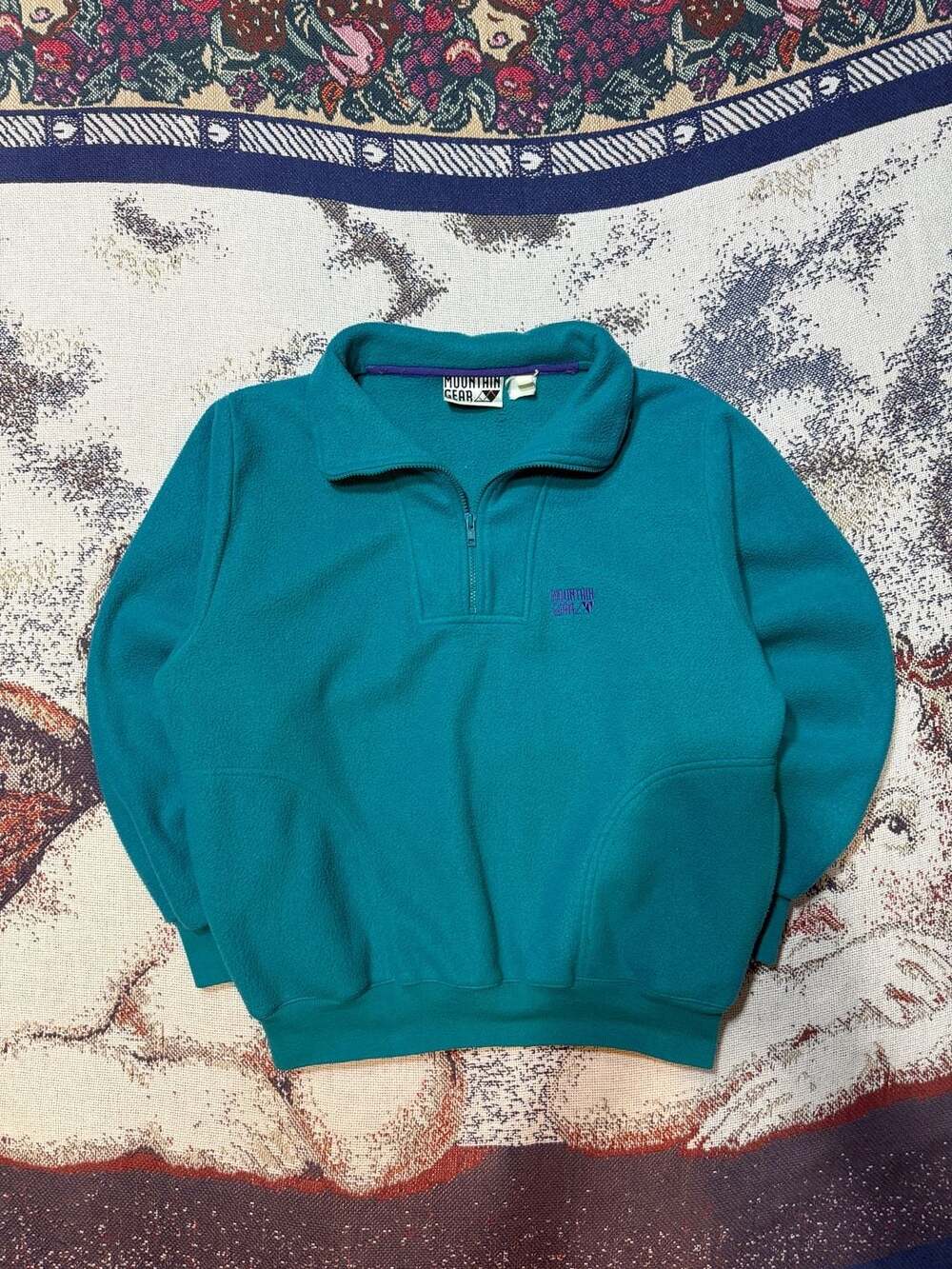Vintage 90s Teal Mountain Gear  Quarter-Zip Fleece Pullover